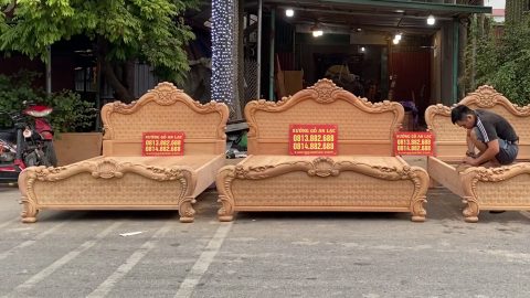 mẫu giường louis hoa hồng trám bi gỗ gõ đỏ