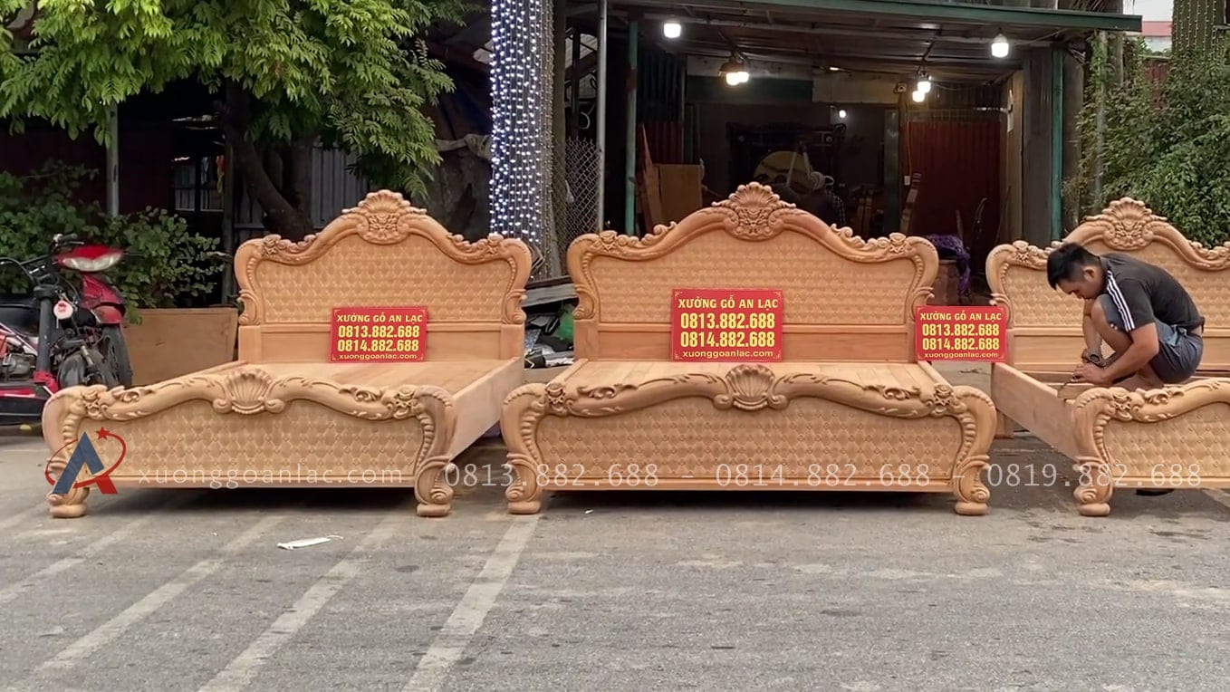 Mẫu giường Louis hoa hồng trám mai gỗ gõ đỏ Nam Phi (hàng mộc) 16 mẫu giường louis hoa hồng trám bi gỗ gõ đỏ