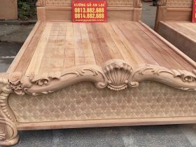 Mẫu giường Louis hoa hồng trám mai gỗ gõ đỏ Nam Phi (hàng mộc) 11 đầu thấp cao 45cm