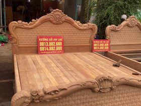 Mẫu giường Louis hoa hồng trám mai gỗ gõ đỏ Nam Phi (hàng mộc) 12 bản mộc mẫu giường louis hoàng gia