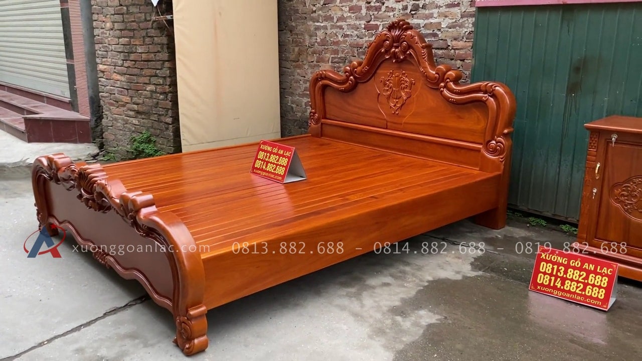 Giường vòm trơn hoa Lan Tây gõ đỏ 180x200cm 21 mẫu giường ngủ gỗ gõ đỏ