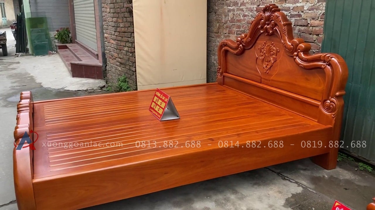Giường vòm trơn hoa Lan Tây gõ đỏ 180x200cm 22 giường ngủ gỗ gõ đỏ cao cấp