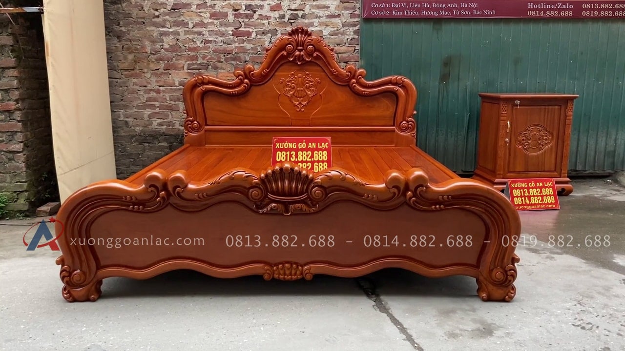 Giường vòm trơn hoa Lan Tây gõ đỏ 180x200cm 23 mẫu giường ngủ louis hoàng gia tân cổ điển