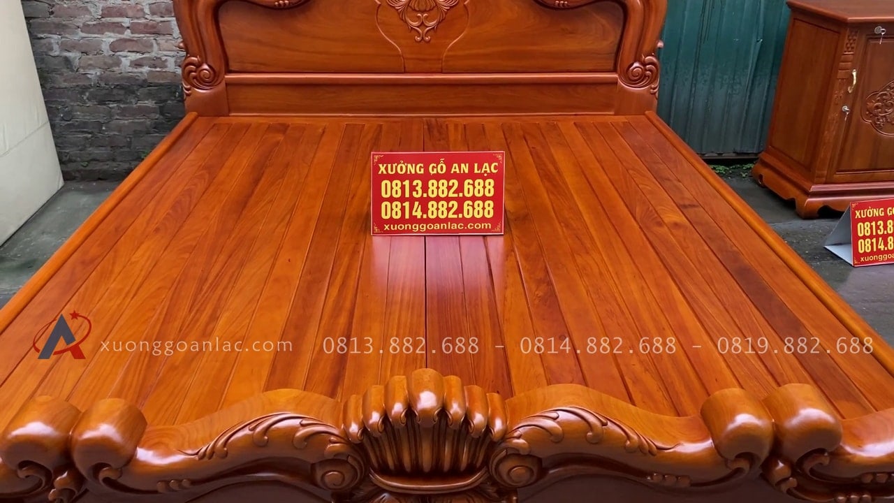 Giường vòm trơn hoa Lan Tây gõ đỏ 180x200cm 24 giường ngủ dát phản nan