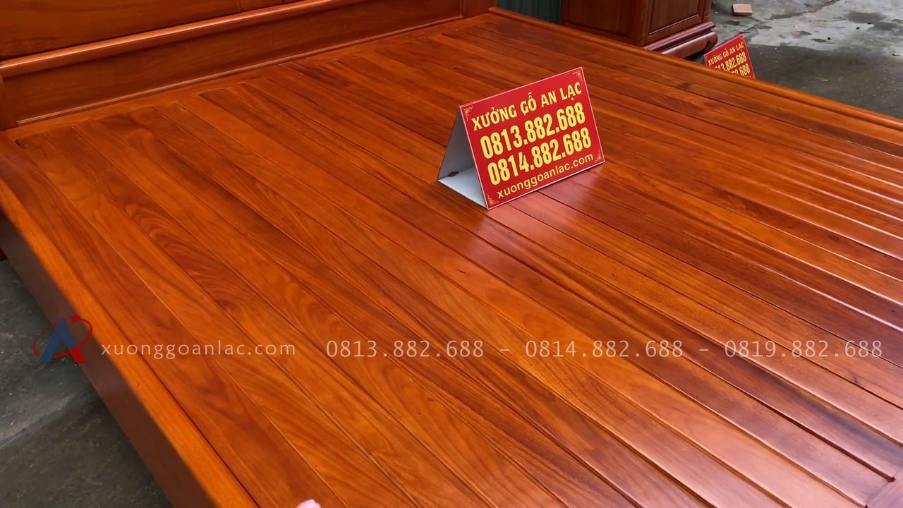 Giường vòm trơn hoa Lan Tây gõ đỏ 180x200cm 25 giường ngủ dát phản nan