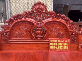 Giường louis hồng đại nguyên khối 180x200cm 5 mẫu giường louis hồng đại lá tây đuôi công