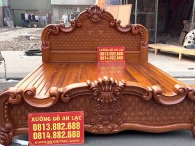 mẫu giường ngủ tân cổ điển gỗ gõ đỏ Nam Phi