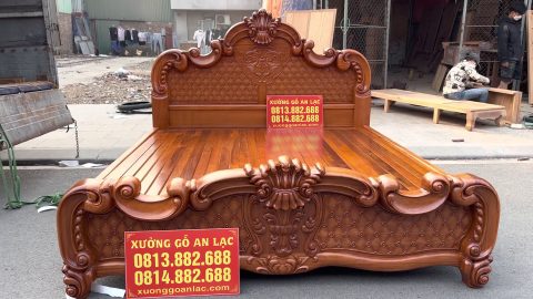 mẫu giường ngủ tân cổ điển gỗ gõ đỏ Nam Phi