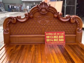 Giường 3 khúc gõ đỏ ván đục trám 2m x 2m2 7 giường ngủ hoàng gia tân cổ điển