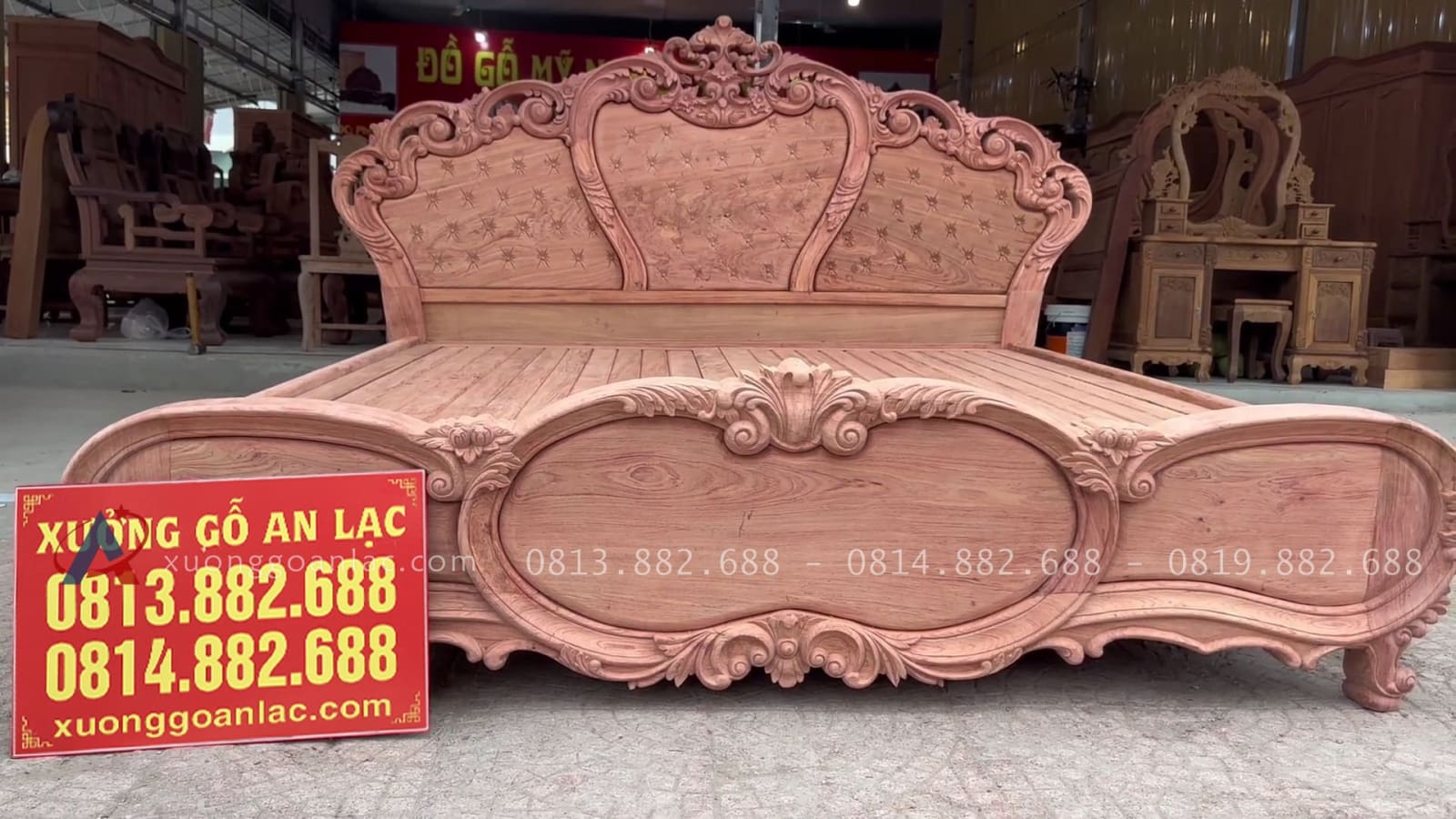 Giường ngủ tân cổ điển mẫu thiết kế chất liệu gỗ hương đá cao cấp 2 giường ngủ tân cổ điển thiết kế