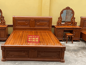Nội thất phòng ngủ 32 mẫu giường tân cổ điển và bàn phấn gỗ gõ đỏ