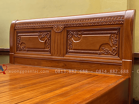 Mẫu giường tân cổ điển và bàn phấn gỗ gõ đỏ cao cấp 19 chương giường liền khối 10p
