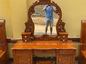 Mẫu giường tân cổ điển và bàn phấn gỗ gõ đỏ cao cấp 22 mẫu bàn phấn louis hoa hồng