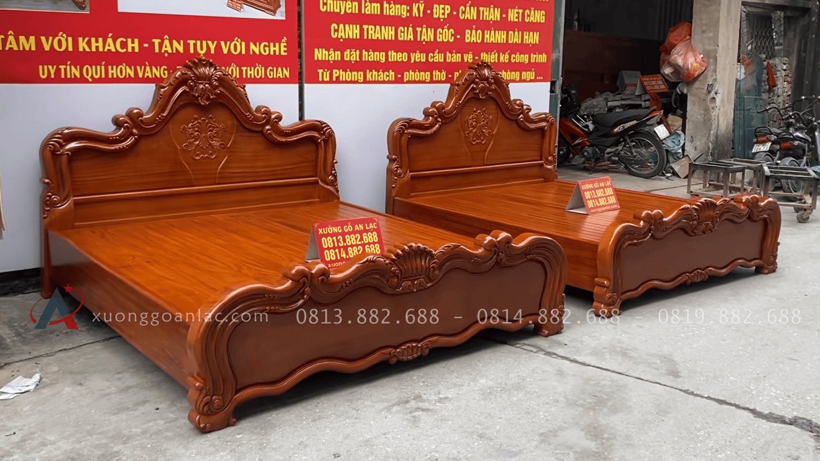 Hai giường vòm trơn lan tây gỗ Gõ 2m x 2m2 16 mẫu giường vòm hoa lá tây gỗ gõ đỏ