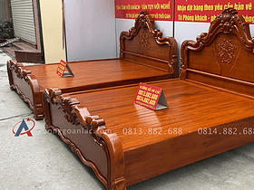 Hai giường vòm trơn lan tây gỗ Gõ 2m x 2m2 9 mẫu giường vòm louis hoa lá tây