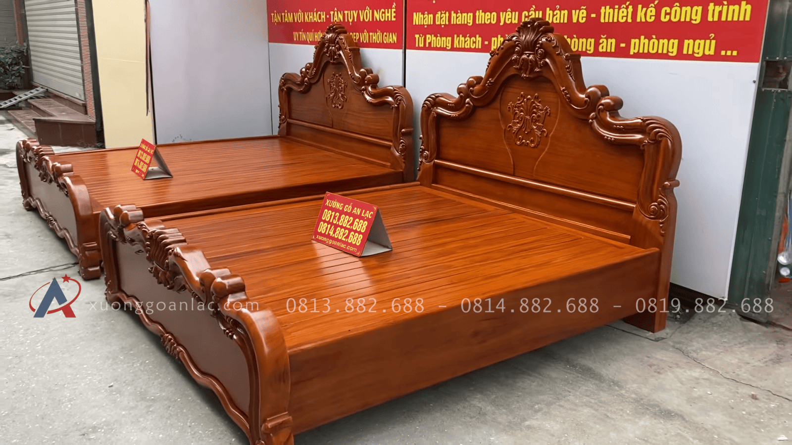 Hai giường vòm trơn lan tây gỗ Gõ 2m x 2m2 17 mẫu giường vòm louis hoa lá tây