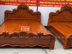 Hai giường vòm trơn lan tây gỗ Gõ 2m x 2m2 10 mẫu giường 2m x 2m2