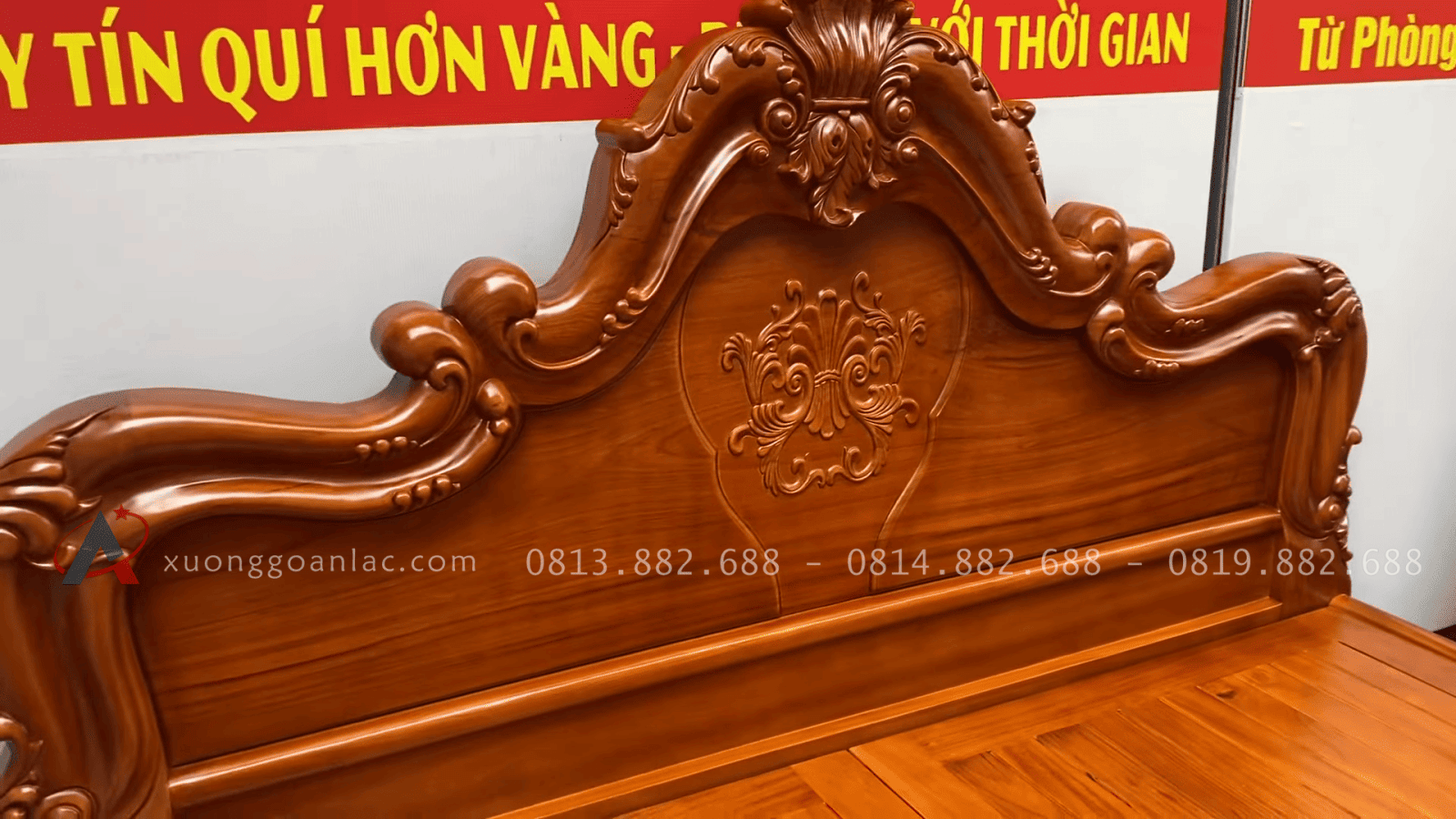 Hai giường vòm trơn lan tây gỗ Gõ 2m x 2m2 20 chương giường liền khối đục tỉa thúc thói tinh xảo