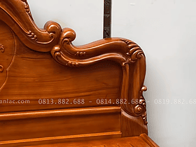 Hai giường vòm trơn lan tây gỗ Gõ 2m x 2m2 14 phông vách liền tấm dày 2p