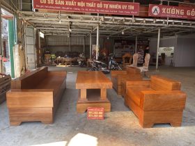 sofa nguyên khối 6 món gỗ gõ đỏ cao cấp
