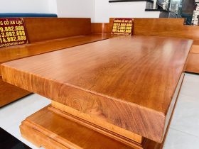 mặt bàn gỗ gõ đỏ nguyên khối 15p