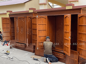Mẫu tủ áo 4 cánh gỗ gõ đỏ hàng víp 13 mẫu tủ áo 3 buồng 4 cánh rộng rãi