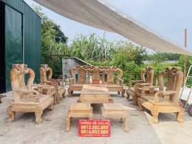 mộc bộ bàn ghế minh quốc đào gỗ gõ đỏ 10 món