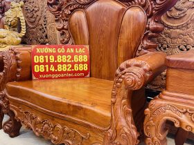 Siêu phẩm bàn ghế hoàng gia nguyên khối 10 món gỗ hương đá (Anh Sâm - Cao Bằng) 29 Trọn bộ 4 ghế đơn louis