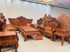 Siêu phẩm bàn ghế hoàng gia nguyên khối 10 món gỗ hương đá (Anh Sâm - Cao Bằng) 20 bộ bàn ghế hoàng gia gỗ hương đá