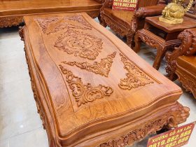 Siêu phẩm bàn ghế hoàng gia nguyên khối 10 món gỗ hương đá (Anh Sâm - Cao Bằng) 21 bàn trà louis hoàng gia