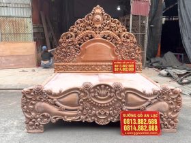 siêu phẩm giường ngủ louis hoàng gia nguyên khối gỗ gõ đỏ