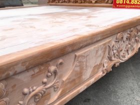 Siêu phẩm giường ngủ louis nguyên khối 12 vai giường gỗ gõ dày 5cm