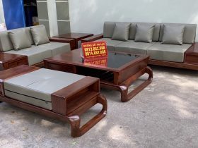 combo sofa zito chân xoăn và kệ tivi gỗ óc chó cao cấp
