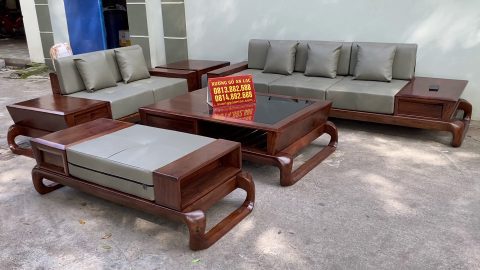 combo sofa zito chân xoăn và kệ tivi gỗ óc chó cao cấp