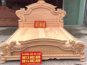 thành phẩm mộc giường ngủ tân cổ điển gỗ gõ đỏ