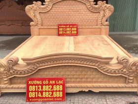 Mộc giường hoàng gia hoa 4 cánh gỗ gõ đỏ 12 giường ngủ dát phản tấm chắc chắn