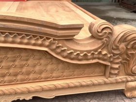 Mộc giường hoàng gia hoa 4 cánh gỗ gõ đỏ 14 giường ngủ louis chương liền