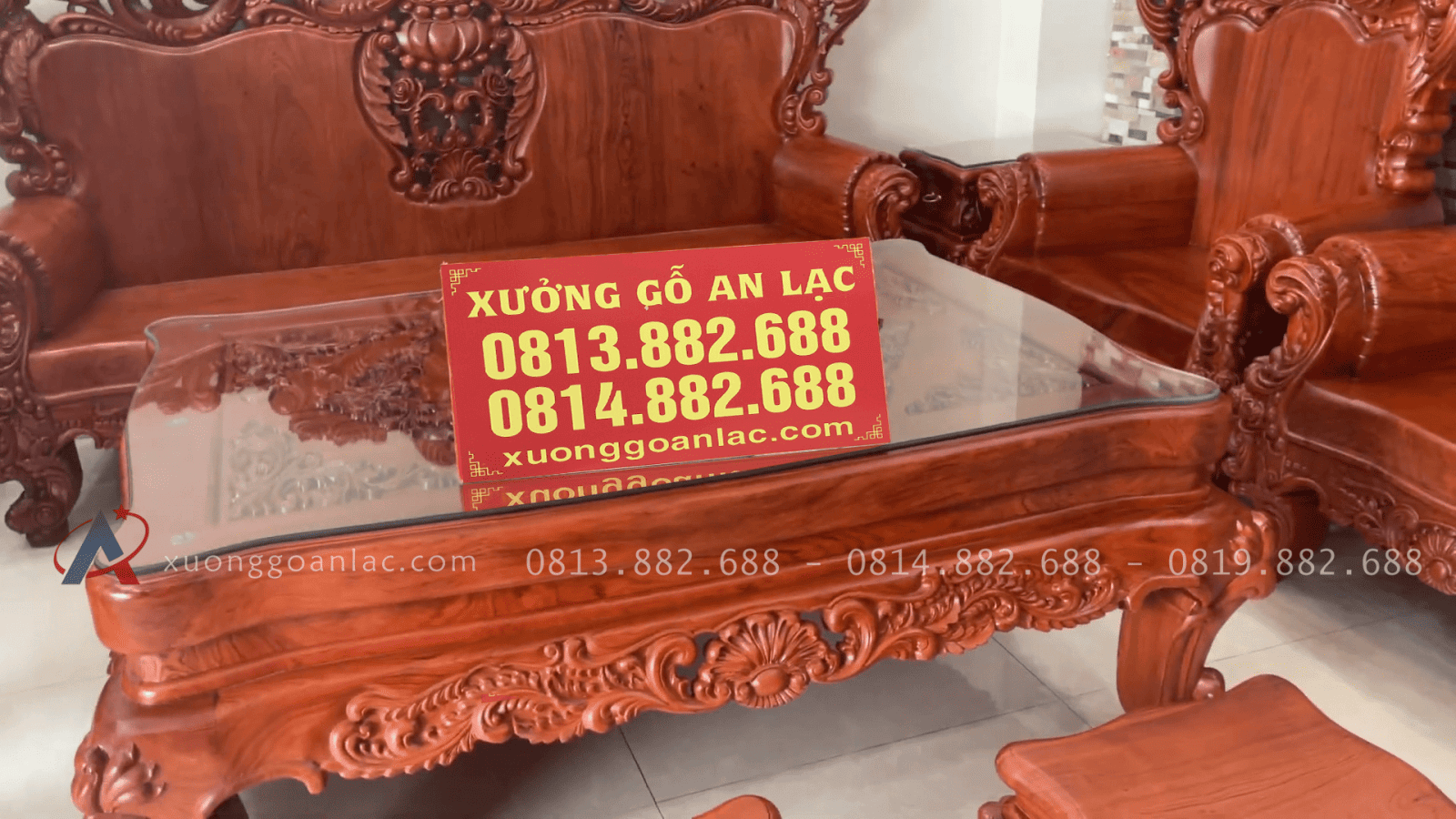 Bàn ghế Hoàng gia nguyên khối hàng vách tựa lưng liền nguyên khối gỗ hương đá (Anh Thủy - Ninh Bình) 13 mẫu bàn trà louis mặt nguyên khối