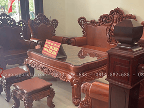 Bàn ghế Hoàng gia nguyên khối hàng vách tựa lưng liền nguyên khối gỗ hương đá (Anh Thủy - Ninh Bình) 11 bộ bàn ghế hoàng gia tân cổ điển
