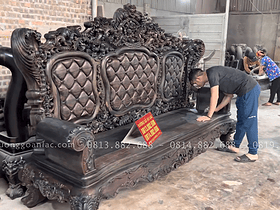 Bàn giao bộ bàn ghế hoàng gia tân cổ điển gỗ mun hoa Lào 8 món cho Chú Nhiệm - Nam Định 18 đoản dài louis tân cổ điển