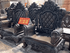 Bàn giao bộ bàn ghế hoàng gia tân cổ điển gỗ mun hoa Lào 8 món cho Chú Nhiệm - Nam Định 20 bộ bàn ghế hoàng gia 3 ghế đơn