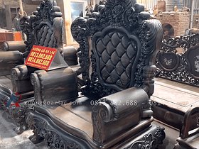 Bàn giao bộ bàn ghế hoàng gia tân cổ điển gỗ mun hoa Lào 8 món cho Chú Nhiệm - Nam Định 21 ghế đơn louis hoàng gia tân cổ điển