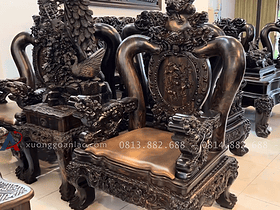 Mẫu bàn ghế nghê đỉnh đục tay tinh xảo