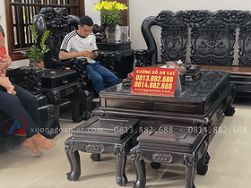 Bộ bàn ghế quốc voi gỗ mun Lào