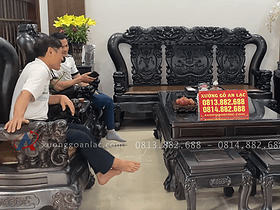 bộ bàn ghế minh quốc voi 12 món gỗ mun