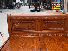 Combo giường ngủ chữ X và bàn trang điểm gỗ gõ đỏ 10 đầu giường đục dải chữ x