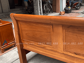 Combo giường ngủ chữ X và bàn trang điểm gỗ gõ đỏ 11 mặt lưng của giường
