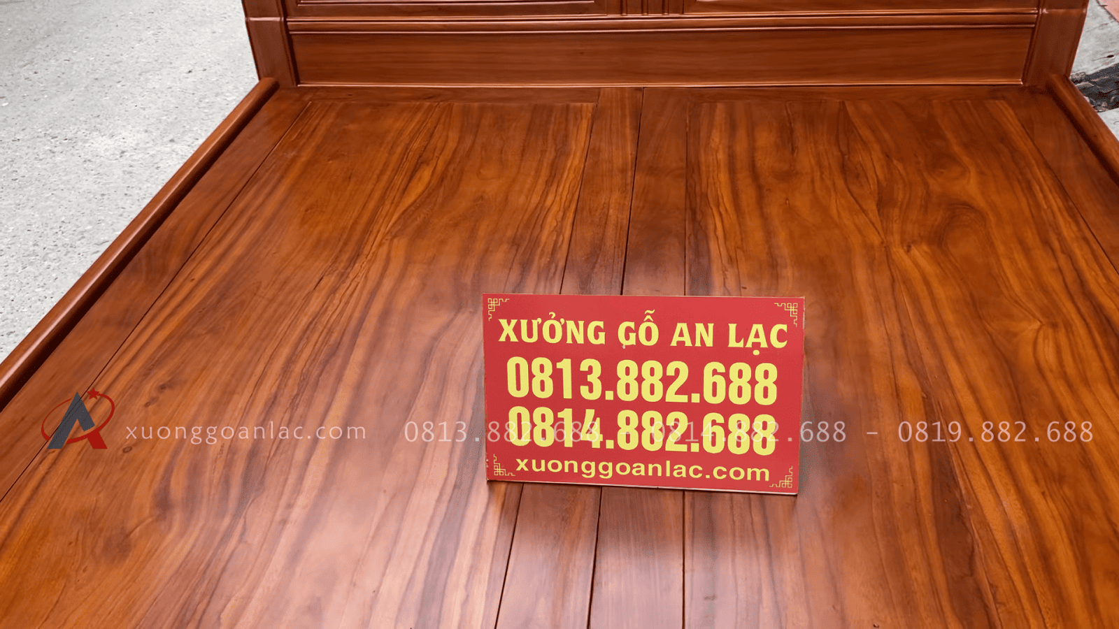 Combo giường ngủ chữ X và bàn trang điểm gỗ gõ đỏ 19 giường ngủ dát phản tấm