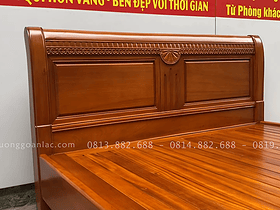 Bộ giường ngủ tủ áo cho phòng ngủ gỗ gõ đỏ 17 đầu giường cao 1m1 chạm dải chữ x