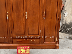 Bộ giường ngủ tủ áo cho phòng ngủ gỗ gõ đỏ 21 bệ chân dày dặn cực chắc chắn
